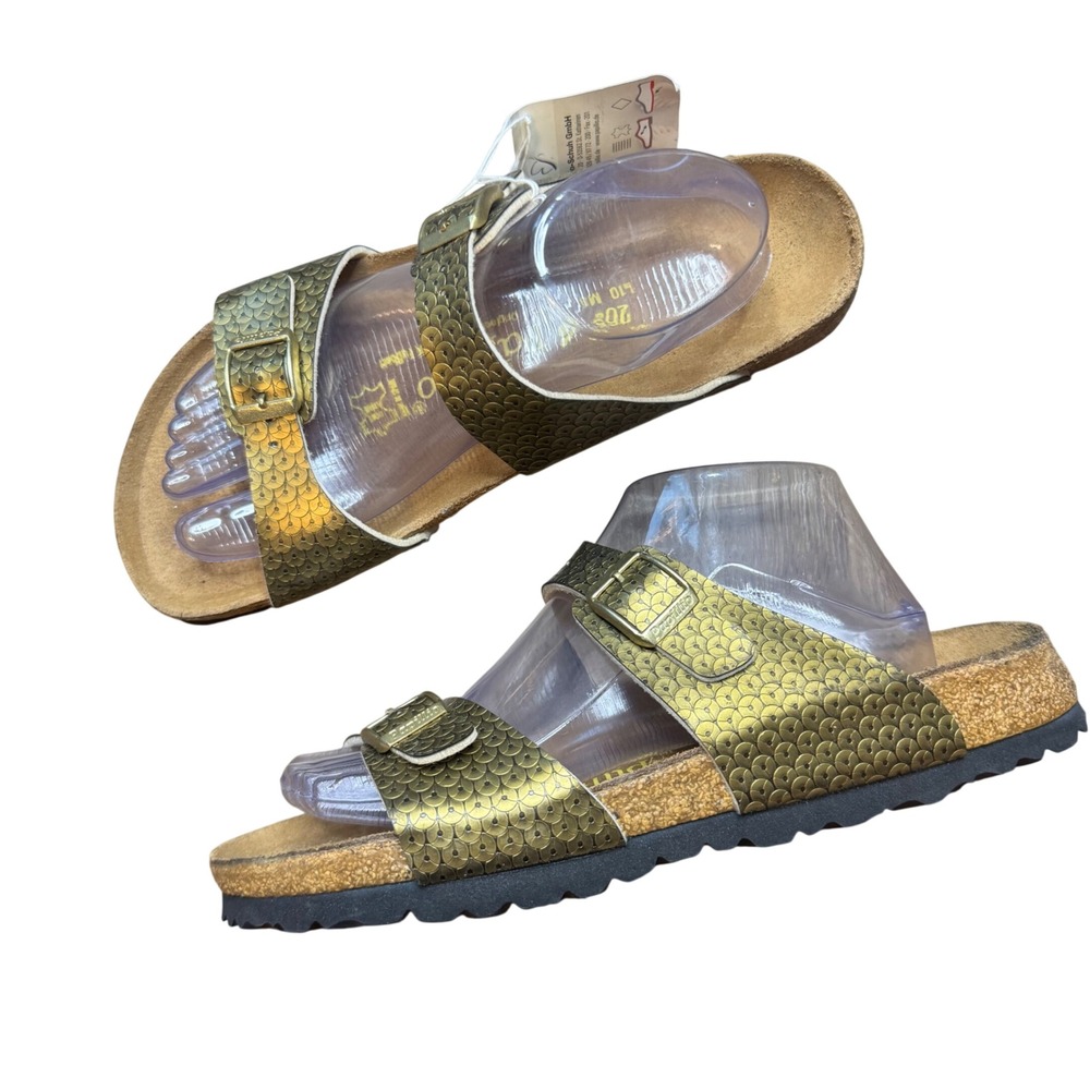 Papillio Sandals Women's Arizona Scale Pattern Metallic Gold Size 41 L10 M8
